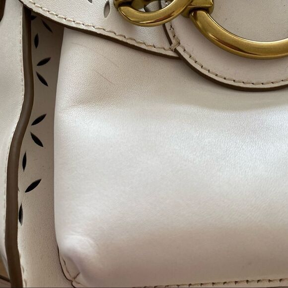 FRYE-ILANA White Perforated Leather Saddle Bag - Picture 11 of 14